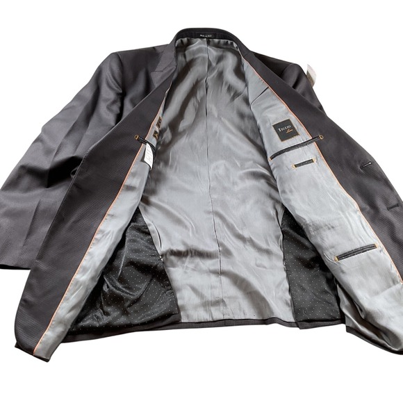 Tiglio Luxe Men's Super 150s Wool Blazer Made in Italy Semi Canvas Dark Gray - Picture 7 of 12
